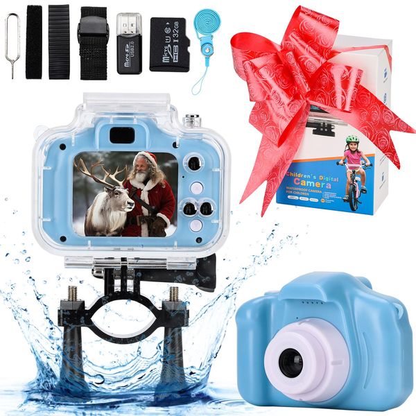 Generic TBFWiCO Kids Camera Waterproof Sports Camera Underwater Sports HD Kids Digital Camera Christmas Birthday Gifts for Boys Girls Age 3-12 2 inch Screen with 32GB SD Card Included, Compact, Blue