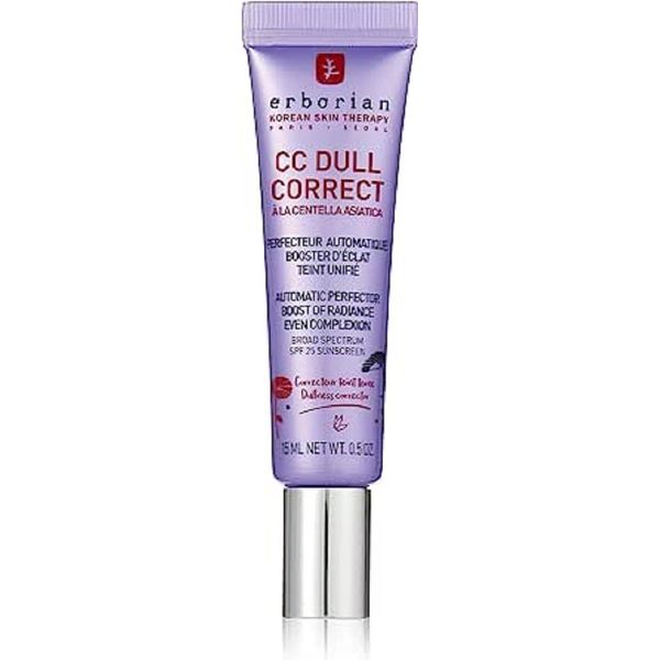 Erborian CC Dull Correct with Centella Asiatica - Korean Skincare and Makeup Cream - Primer & Blur for Radiance Boosting and Soothing Effects, Even Complexion, SPF 25 - All Skin Type