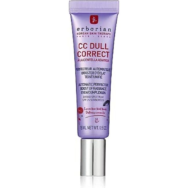 Erborian CC Dull Correct with Centella Asiatica - Korean Skincare and Makeup Cream - Primer & Blur for Radiance Boosting and Soothing Effects, Even Complexion, SPF 25 - All Skin Type