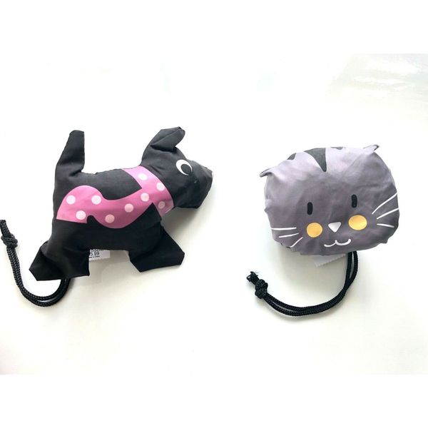 2 Pc World Market Pet Cat Dog Compact Reusable Shopping Totes Bag Light Wt Cute