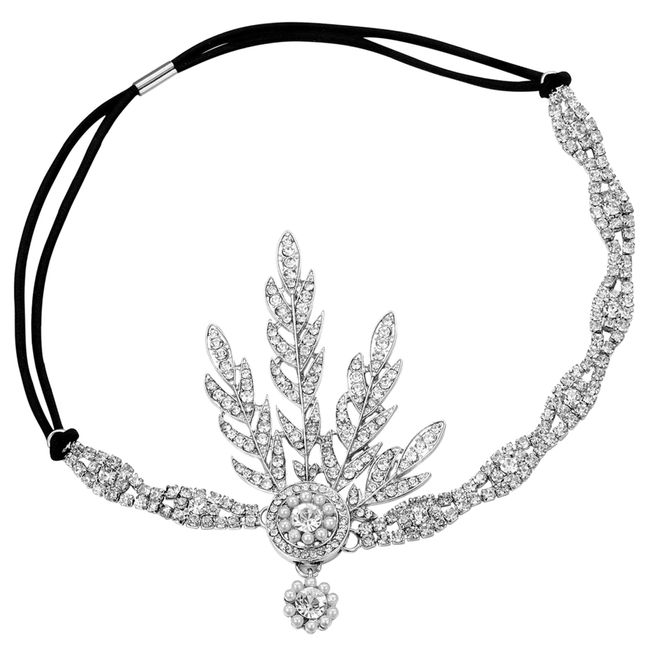 BABEYOND 1920s Headpiece Flapper Headpiece Vintage 1920s Headband Great Gatsby Accessories Women Roaring 20's Accessories with Gift Box (Silver)