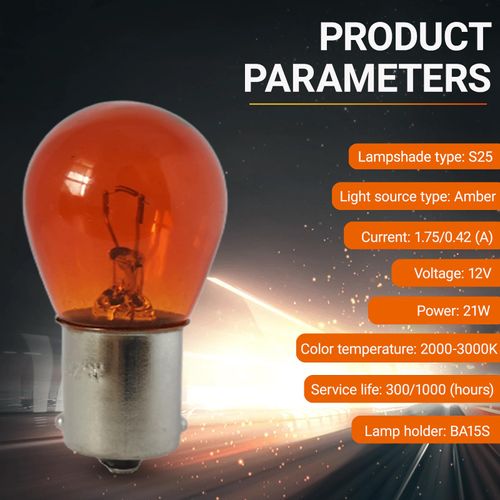 YYTQP 10 PCS Car 1156 Turn Signal Light, P21W 1141 S25 High Brightness Stable Filament Bulb, 12V 21W BA15S Single Contact Bulb Replacement, Miniature Backup Lights for Cars Motorcycle (Amber)