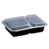 Pactiv Evergreen newspring versatainer microwavable containers, rectangular, 2-compartment, 30 oz, 6 x 8.5 x 2.5, black/clear, plastic, 150/ct