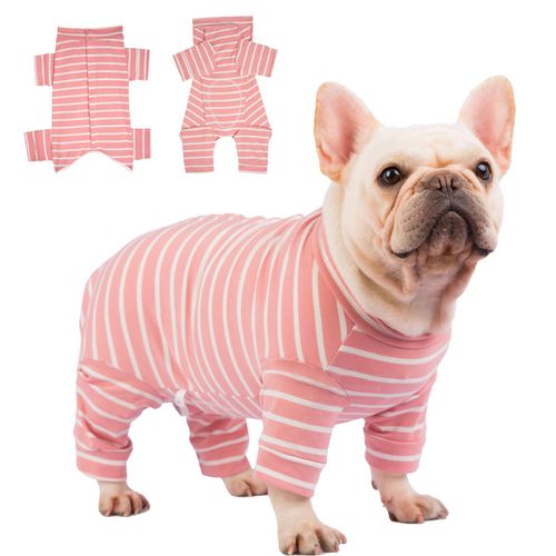 AOKAZI Dog Surgery Recovery Suit - Puppy Cat Onesie for Shedding Skin Disease Wound Protection, Medical Pet Surgical Suit w/Long Sleeve, Dog Pajamas (Pink, Medium)