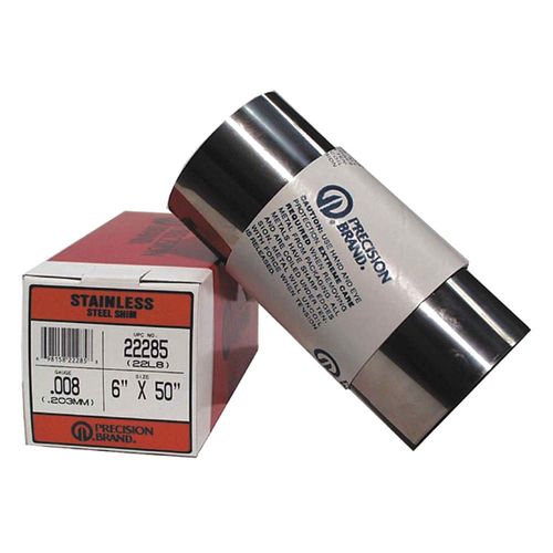 Precision Brand 22LX15 Stainless Steel Shim Stock, 6″ x 60″ Roll, Full Hard, 302 Stainless Steel, Cold Rolled, 0.015″