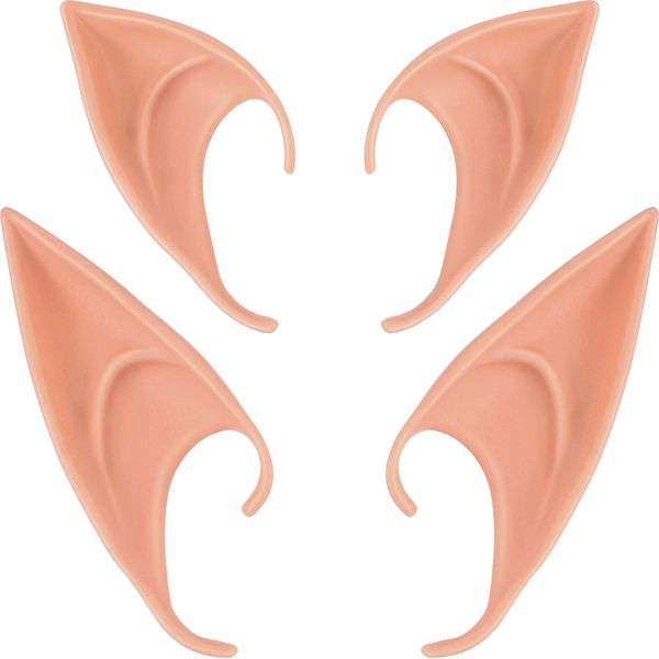 BBTO 2 Pairs Halloween Latex Elf Ears Cosplay Masks Fairy Gnome Ears, Nature Color