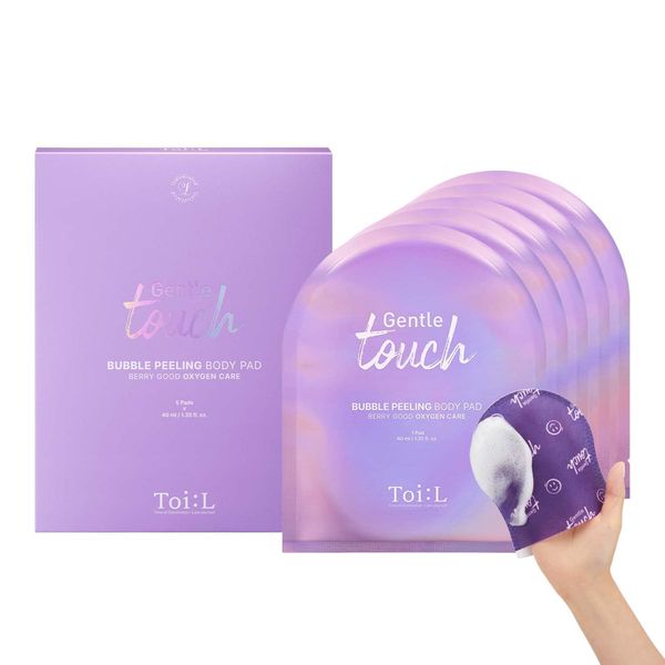 Toi:L Gentle Touch Bubble Peeling Body Pad(5pads), Body Scrub, Exfoliating Mitt for Body, Exfoliating gloves, washcloth, body loofah, 5-berry complex, dense bubble bath, bath shower, kp bump eraser