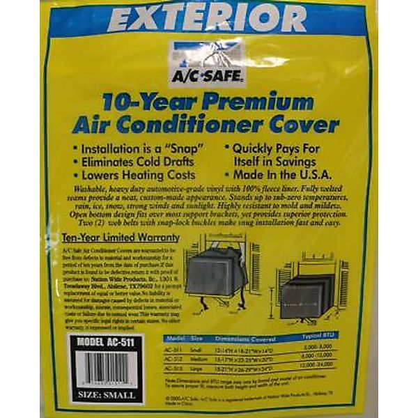 A/C Safe Fleece-Lined Vinyl Exterior Cover for Medium Window Air Conditioners...