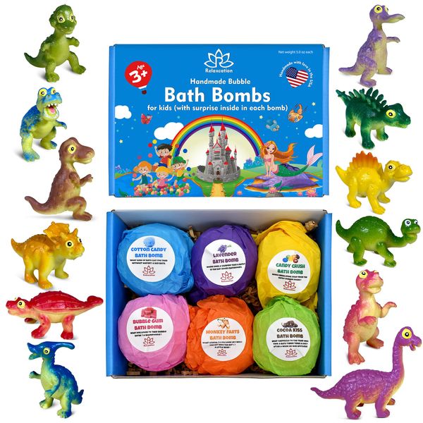 DINOSAURUS Bath Bombs for Kids with Dino Surprise Toys Inside | Funny Dinosaurs Inside Colorful Bubble Bath Bombs | Kids Cute Dinosaur Toys fro Boys and Girls | Made in USA