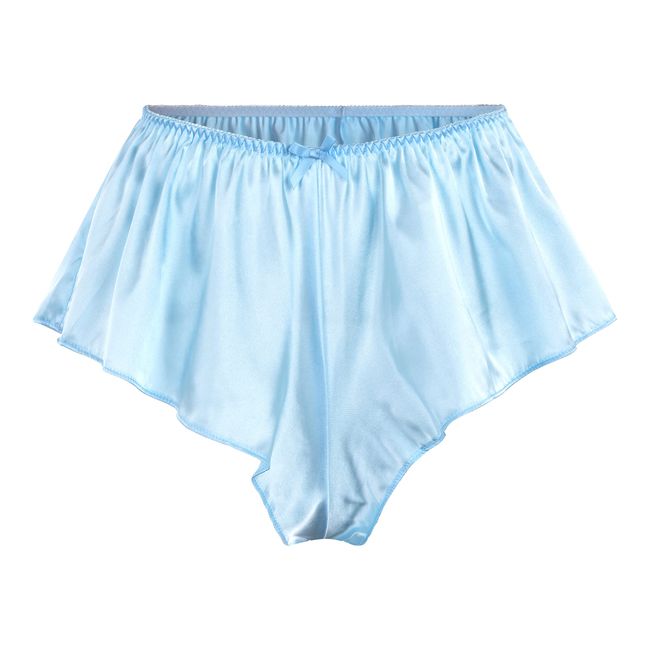 Satini Satin Geriffelte French Knickers Rock Shorts Höschen Unterwäsche (Baby blau, S)