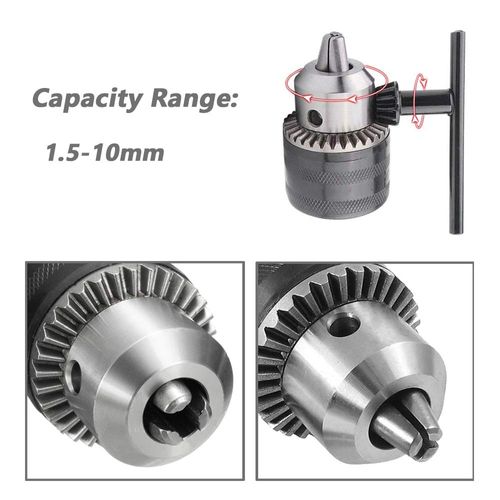 Mesee 1.5-10mm Capacity Keyed Drill Chuck with 1/2" Square Female Adapter, Mount 3/8-24UNF Air Impact Chuck Converter Quick Change Conversion Tool with Chuck Key