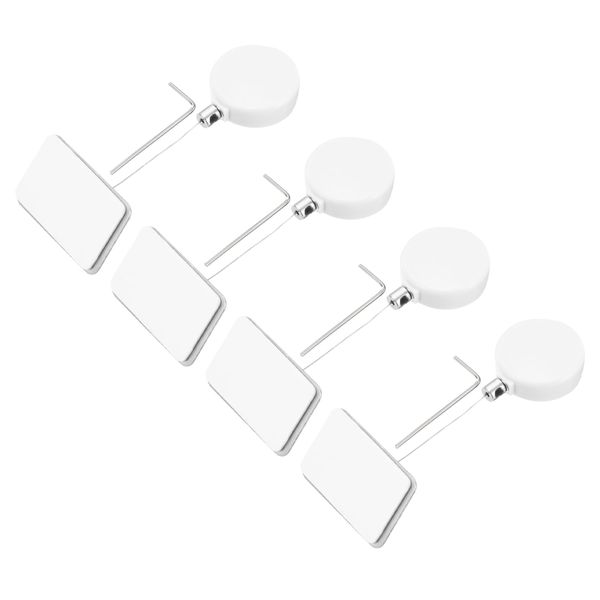 sourcing map 1.8 ft Retractable Cable Lock with Square Patch Remote Control Security Lock with Adjustable Cord Tether Anti Theft for Laptop, TV, 200g, White, 4 Pack