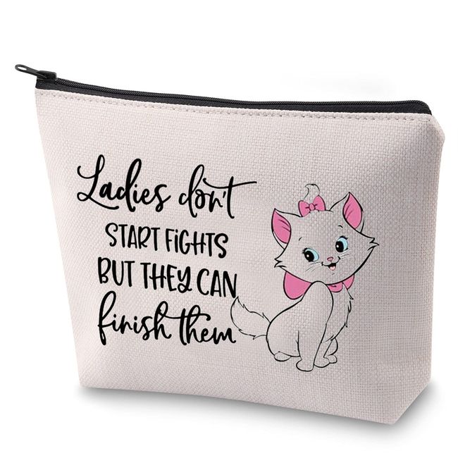 BAUNA Aristocats Marie Zitat Geschenk Damen Don't Start Fights But They Can Finish Them Make-up-Tasche Aristocats Reißverschlusstasche Best Friends Geschenk, Ladies