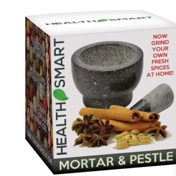 Health Smart by Maxam Granite Mortar and Pestle, Grey, New