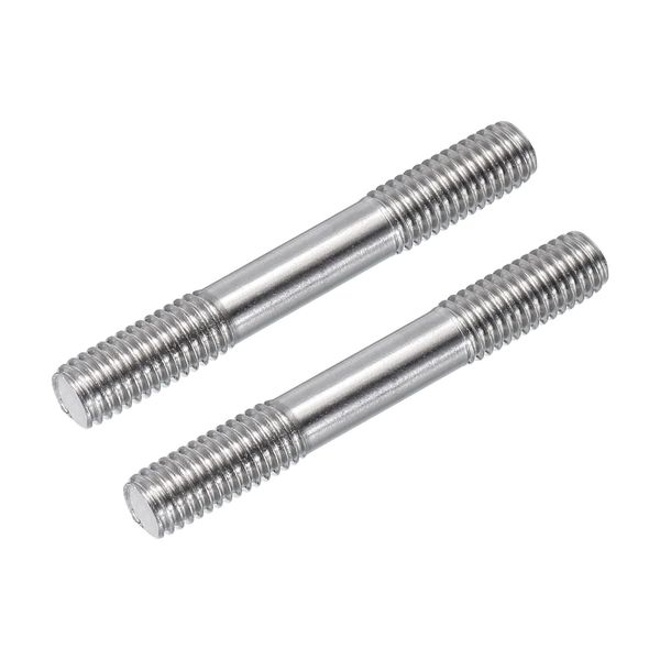 sourcing map 2pcs 304 Stainless Steel Threaded Pull Rod Push Rod Connector Double End Threaded Rod for DIY RC Car, Boat, Car, Airplane, Helicopter Model&DIY Material, M8x60mm