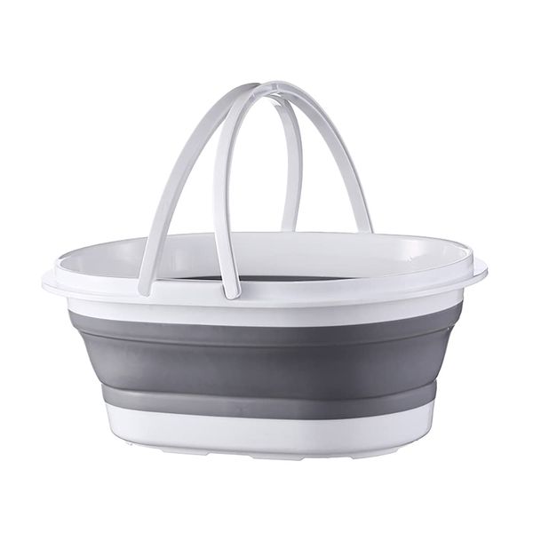 Folding Bucket, Mop Bucket, Laundry Basin, 3.6 gal (12 L), Large Capacity, Includes Drain Plug, Household Goods, Cleaning, Laundry, Outdoor, Car Bucket, Multi-functional, Convenient Storage