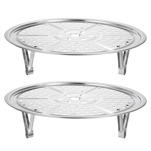 uxcell Stainless Steel Steamer Rug Set of 2 with Stand, 8.6" Diameter, Silver