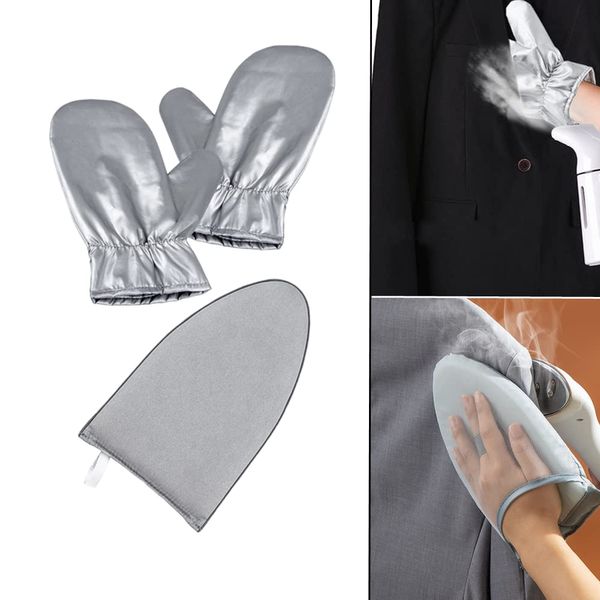 WouND 3 Pack Garment Steamer Ironing Gloves Mini Ironing Board Steam Resistant Gloves With Finger Ring Heat Resistant Garment Steamer Gloves For Garment Steamer Ironing Accessories (Grey)