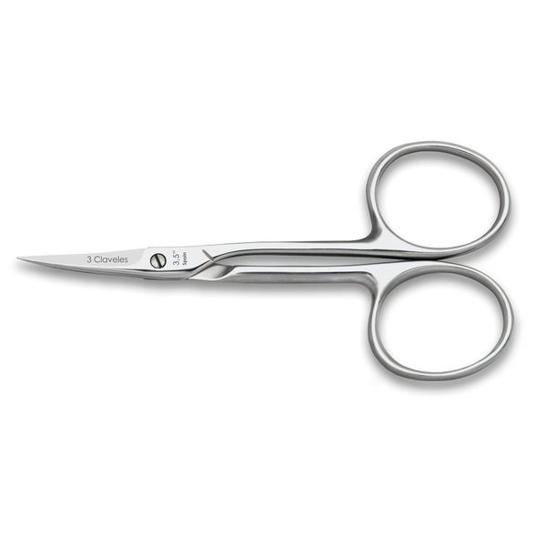 3 Carnations, Silver, 9 cm (3.5") Curved Embroidery Scissors 3.5", Carbon Steel