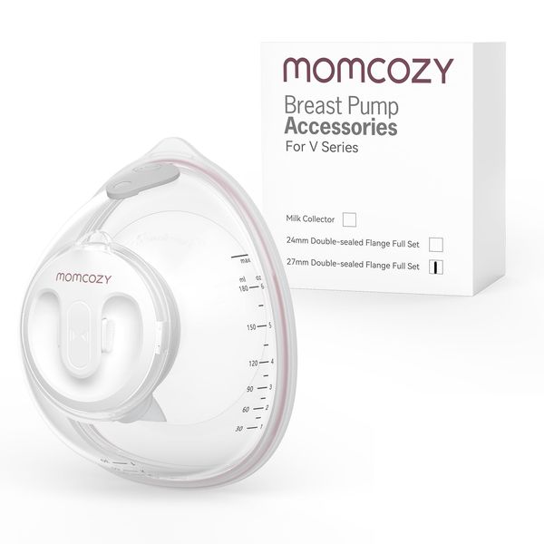 Momcozy Full Set Collector Cup Only for Momcozy V1/V2. Original V1/V2 Breast Pump Replacement Accessories (Max 7.8oz, with Double-Sealed Flange 27mm)