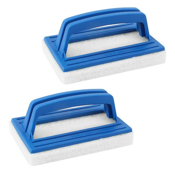 2 Pieces Pool Wall Brush, Sponge Pool Scrubbing Brush Soft Hot Tub Cleaning Brush Pool Sponge Cleaner with Handle for Swimming Pool Pond Spa (White)