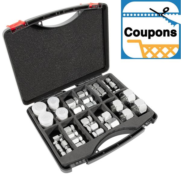 Hydraulic Hose Tube Pipe Fitting Kit 37 Degree JIC Flare Thread Cap and Plug Kit