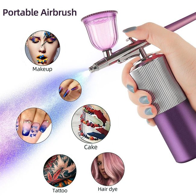 Oxygen injector Top 0.3mm Mini Air Kit Air-Brush Paint Spray Gun Airbrush  For Nail Art Tattoo Craft Cake Nano Fog Mist Sprayer Color: Black