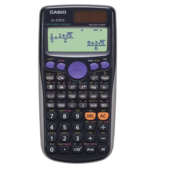 Casio Scientific Calculator with Natural Mathematical Display with 394 Functions, 10 Digit fx-375ES-N Black