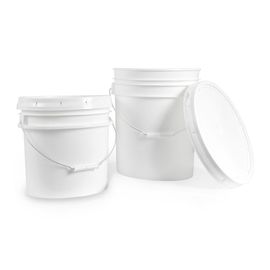 5 Gallon White Plastic Bucket Only - Durable 90 Mil All Purpose Pail - Food Grade Buckets No Lids Included - Contains No BPA Plastic - Recyclable 