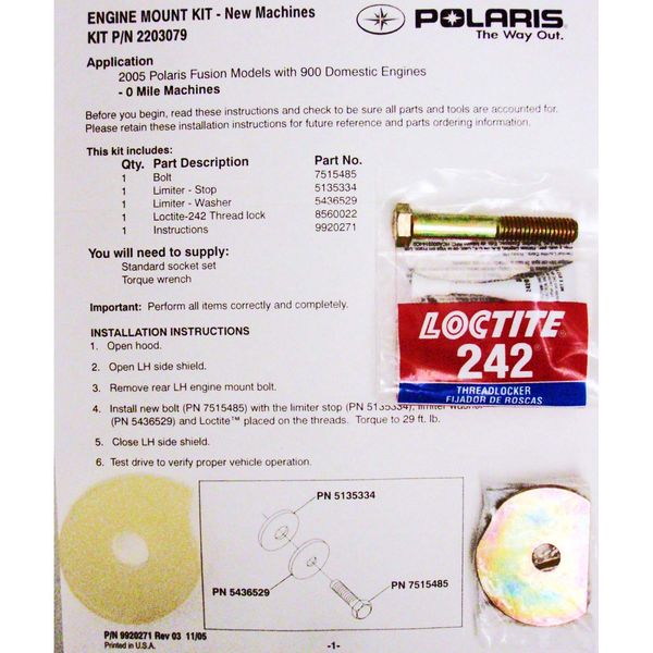 Polaris New OEM Snowmobile Engine Mount Kit Fusion,900
