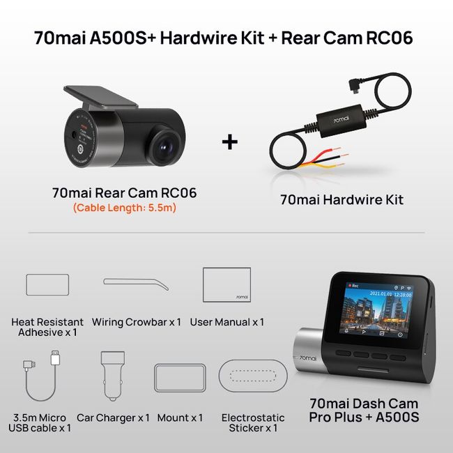 70mai Dash Cam Pro Plus A500S 1944P ADAS GPS Camera 70mai A500S Car 32GB  Card