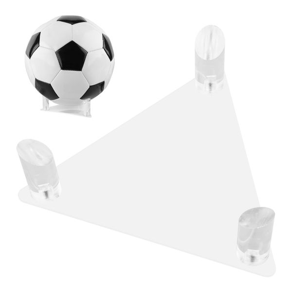 lasuroa Transparent Football Stand Holder, Stylish Triangle Acrylic Basketball Display Stand Non-Skidding Sports Ball Storage Holder for Soccer Rugby Volleyball