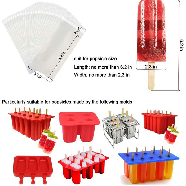 Miaowoof 200Pcs Popsicle [Ice] Cream [Bag] s For Ice Pop (Self-sticking)