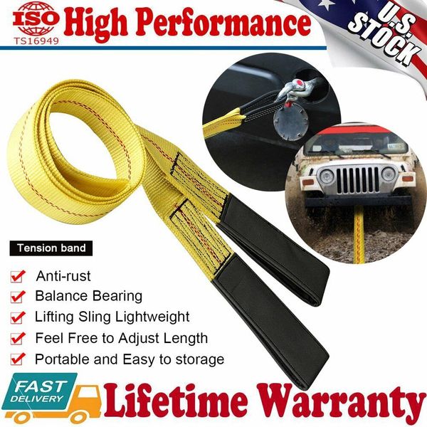 2" x 6FT Nylon Eye&Eye Web Lifting Sling Flat Loops Rigging Towing Hoist Straps