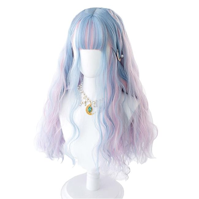 Harajuku Style GAL Style Wig, Lolita Cosp Wig, Long, Heat Resistant, Women's, Pink, Light Blue, Purple, Mesh, Navy Blue, Gothic Lolita, Forest Girl, Yume, Cute, Princess, Small Face, Party, Costume, Daily Use, Wig