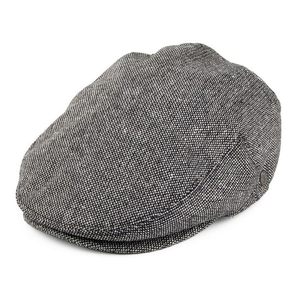 Jaxon & James Marl Tweed Flat Cap - Black Large