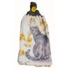 Handcrafted Grey Crochet Topped Double Thick Flower Cat Kitchen Towel