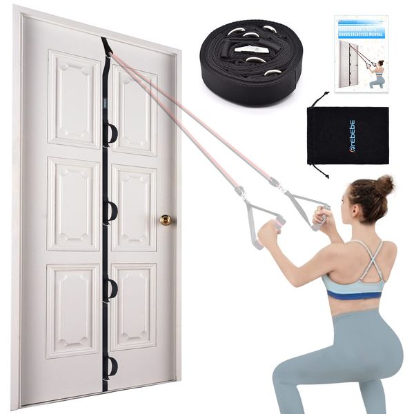 Brebebe Door Anchor Strap for Resistance Bands Exercises, Multi Point Anchor Gym Attachment for Home Fitness, Portable Workout Equipment