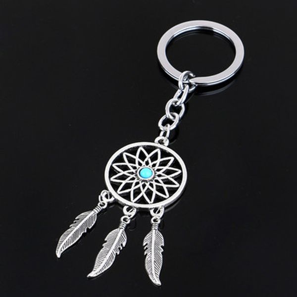 DREAM CATCHER 1" & 7/8" FEATHERS Key chain - 3" total length below the Key Ring