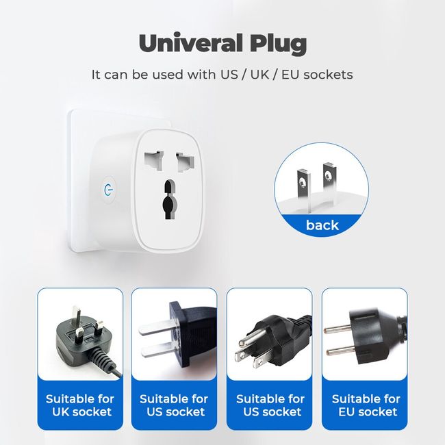 TUYA WiFi Smart Plug EU US UK Adaptor switch socket for Wireless