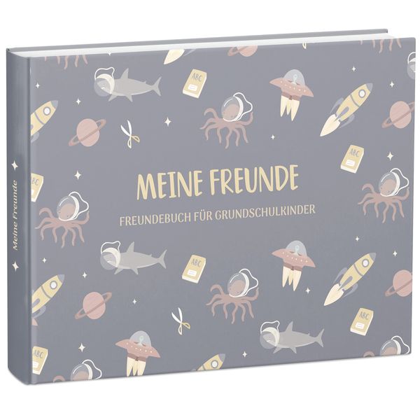 mintkind® „Meine Schulfreunde“ Freundebuch Schule Mädchen & Jungen Weltraum Design | Freundschaftsbuch Grundschule | Meine Freunde Buch Geschenk zur Einschulung | Schulfreundebuch zum Ausfüllen