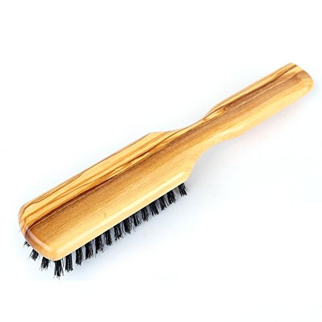 5 Row Olivewood Hairbrush with Boar Bristles - Made in Germany