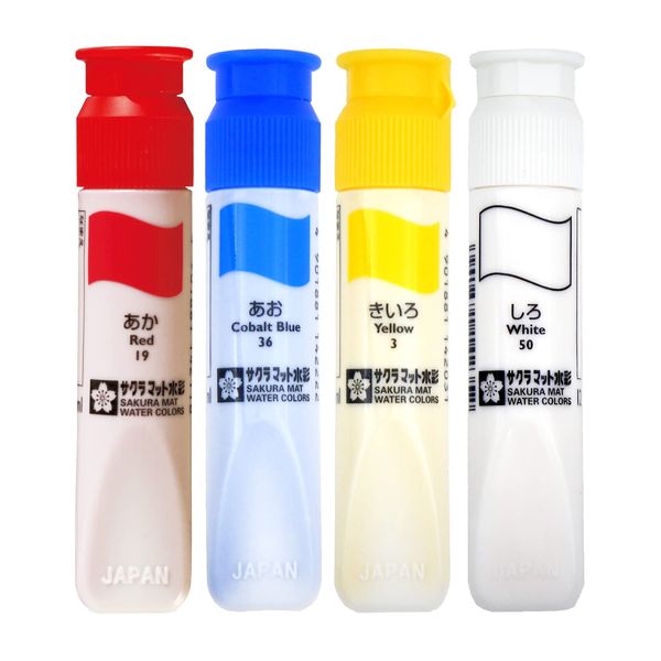 Sakura Crepas Paint Set of 4 Colors, Red, Blue, Yellow, White, 1 Each MW4D