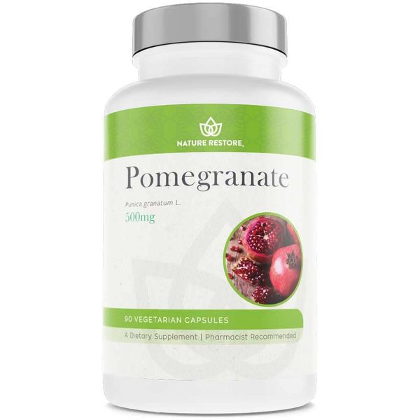 Nature Restore Pomegranate Seed Extract Supplement, Standardized to 40 Percent Ellagic Acid, Non GMO, Gluten Free, 90 Capsules, Manufactured in USA