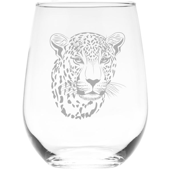 Leopard stemless wine glass, 17 oz.