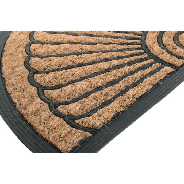 Imports Decor Half Round Rubber Back Coir Doormat, Fan, 18-Inch by 30-Inch