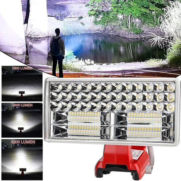 Cordless LED Work Light for Milwaukee 18V Battery 9 inch 40W 4200LM Flashlight