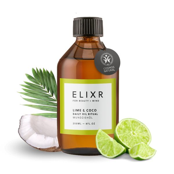 ELIXR Mundziehöl | aus Höhle der Löwen | 200ml | ayurvedische Mundspülung pflegt auf natürliche Weise | zertifizierte Naturkosmetik aus Deutschland (250ml, Lime & Coco)