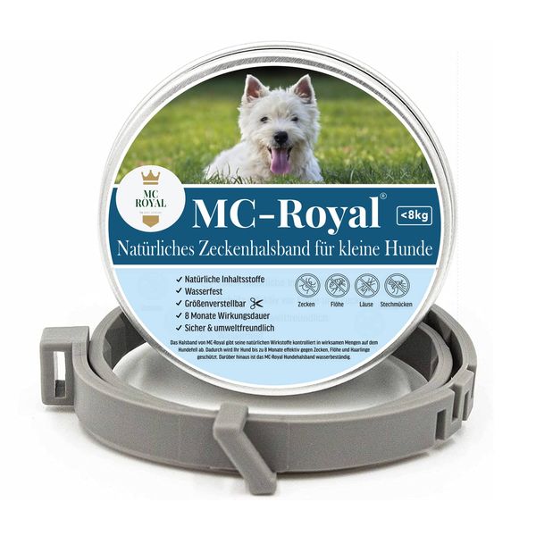 MC-Royal® Zeckenhalsband für kleine Hunde und Katzen - Effektiver Schutz vor Ungeziefern - wasserdicht und verstellbar - bis zu 8 Monate Zeckenschutz mit 100% natürlichen inhaltsstoffen