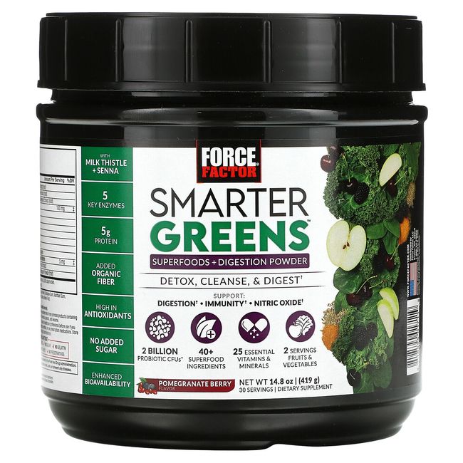 Smarter Greens, Superfoods + Digestion Powder, Pomegranate Berry, 14.8 oz (419